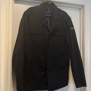 Y2K Men's Black Military Field Coat Grunge Approved By Nautica Size XL